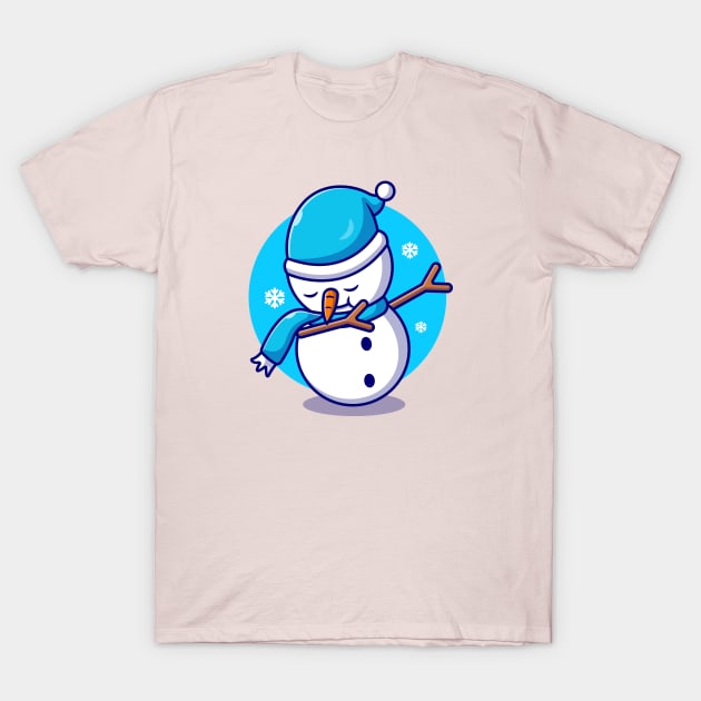Cute Snowman Dabbing Cartoon T-Shirt by Catalyst Labs